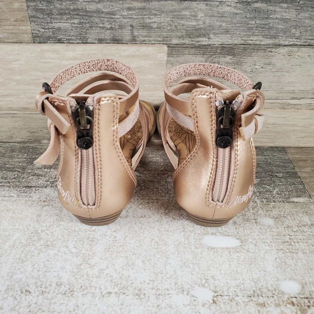 Blowfish Malibu Bungalow Girls Sandals Sz 13.5 Gold Die Cut Roller Reptile